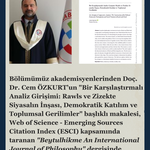 Akademisyenimizin Makalesi (ESCI) İndeksli Dergide Yayınlanmıştır